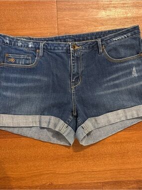 Quiksilver Dark Blue Cuffed Denim Shorts